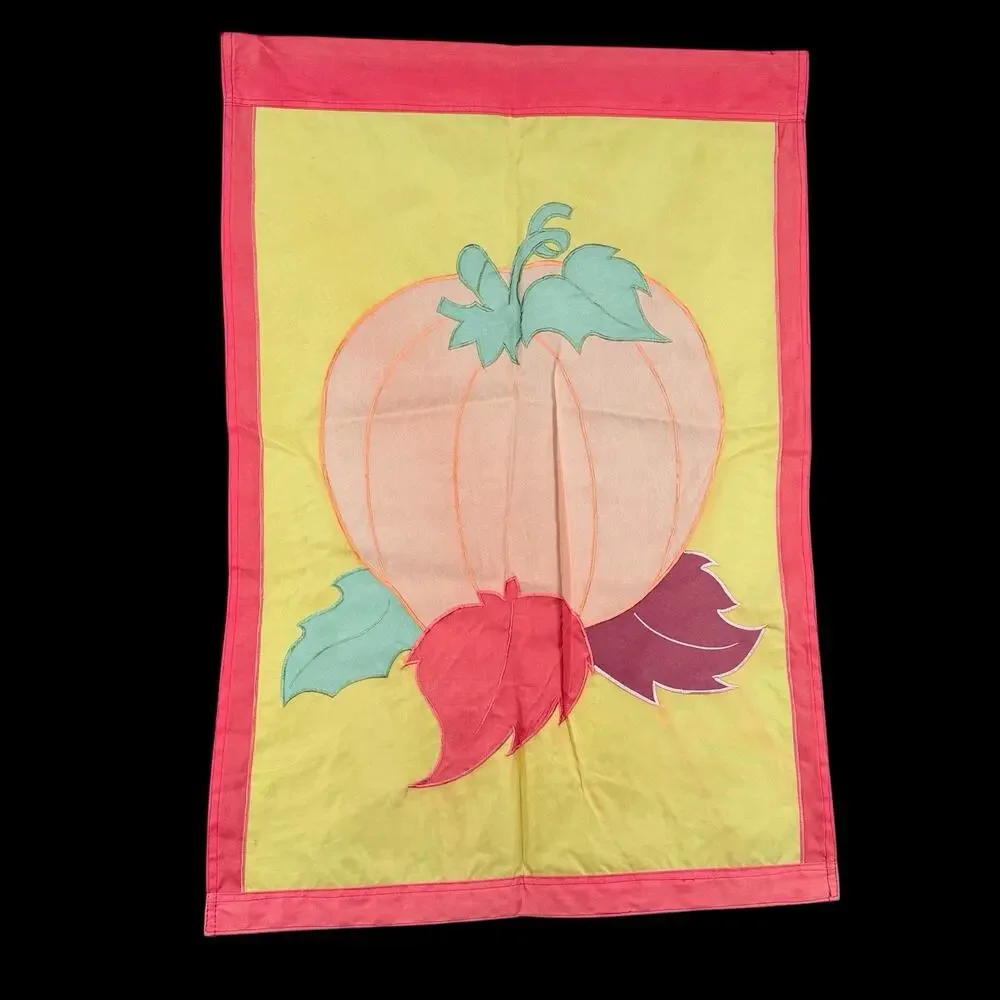 Set of 2 Outdoor Yard Banner House Flags Strawberry & Pumpkin 27x39 In